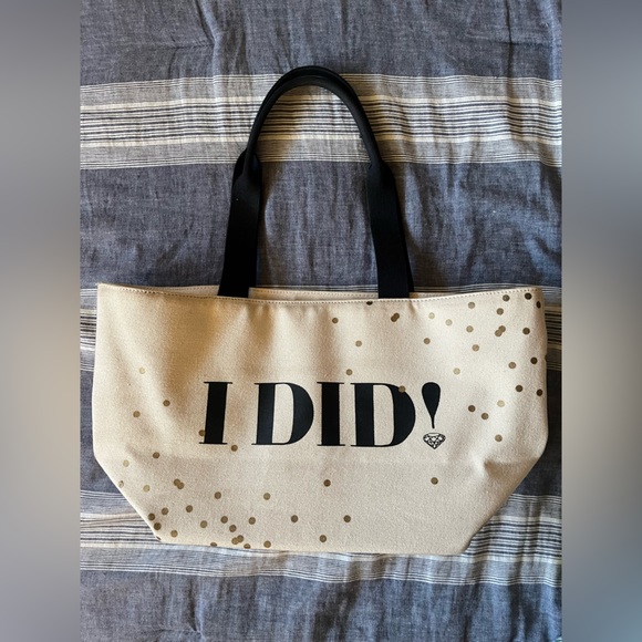 “I DO I DID” Kate Spade Bride Canvas Tote - Picture 1 of 11